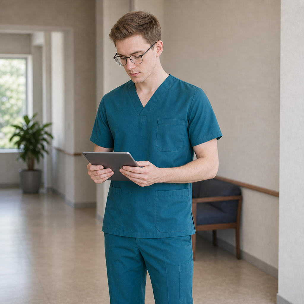 Scrubs médicos para hombre detalle